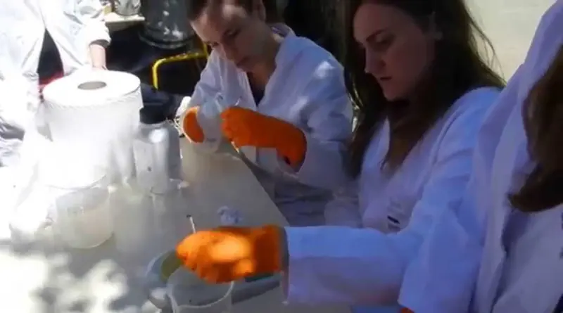 Expérience chimie : réaction oscillante