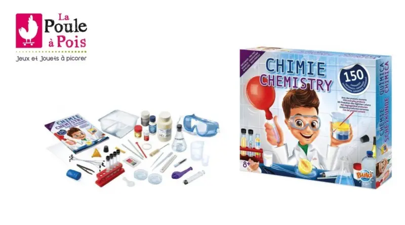 Expériences de chimie – Coffret scientifique pour enfant – Buki – lapouleapois.fr