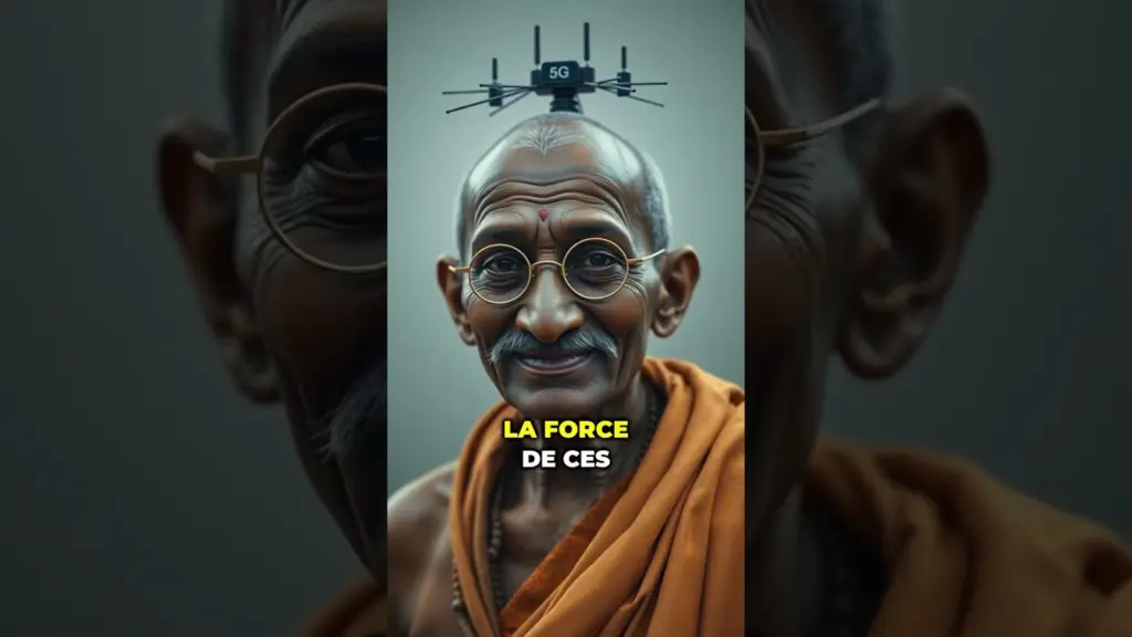 Imaginez Gandhi avec une antenne 10G ! 📱 #Gandhi #Technologie #Innovation #Histoire