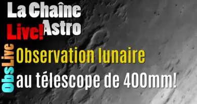 Live Lunaire au télescope de 400mm – Jeudi 10 mars 20h30