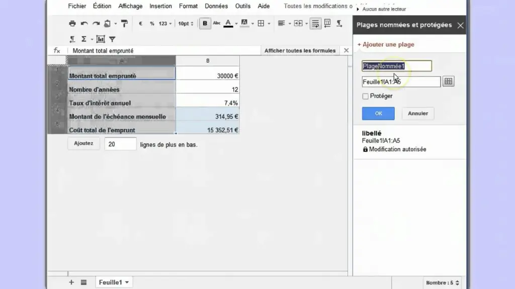 Protection des données tableur google